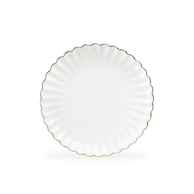 Willow White Shell Dessert Plate with Gold Trim