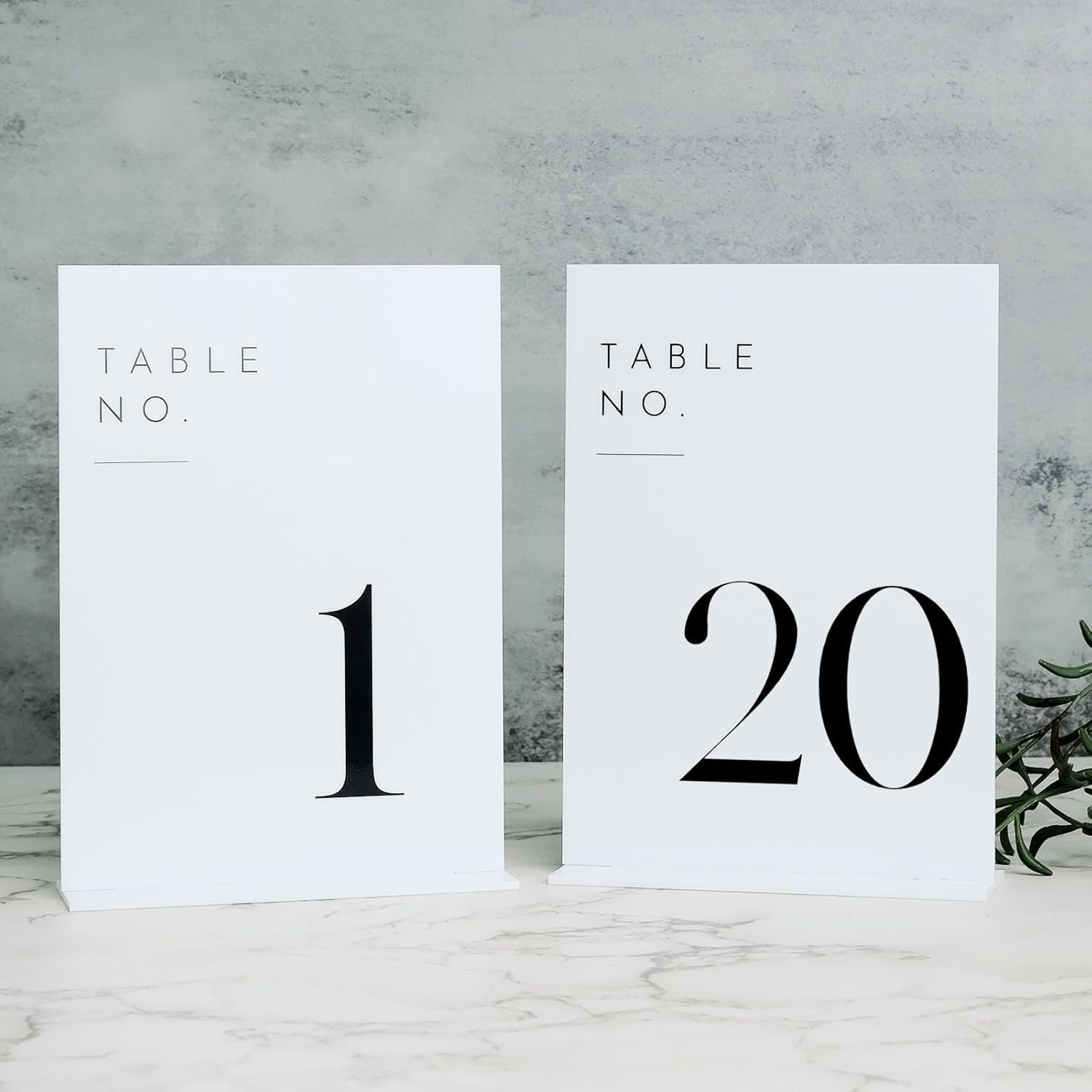 Table number sign with stand for event and wedding decor rental in Los Angeles.
