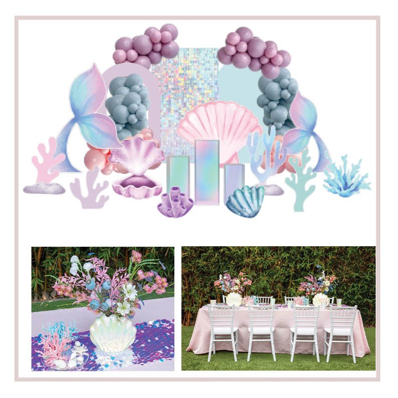 Mermaid Theme Children Birthday Kids Party Rentals Package in Los Angeles & Orange County | Modern & Unique Decor