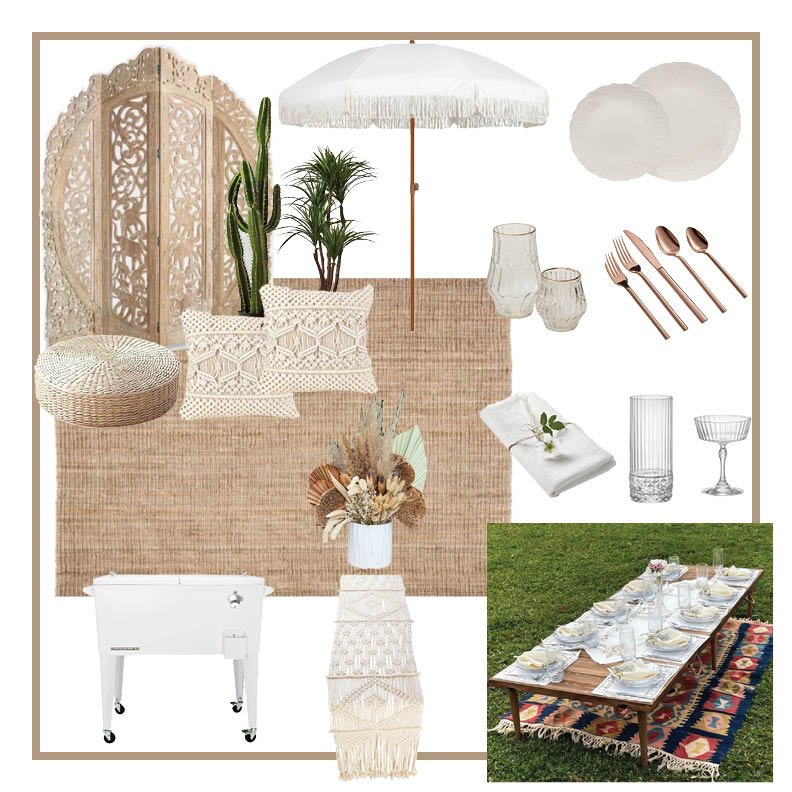 Bohemian Picnic Party Package Rental in Los Angeles - Perfect for Weddings, Parties & Events