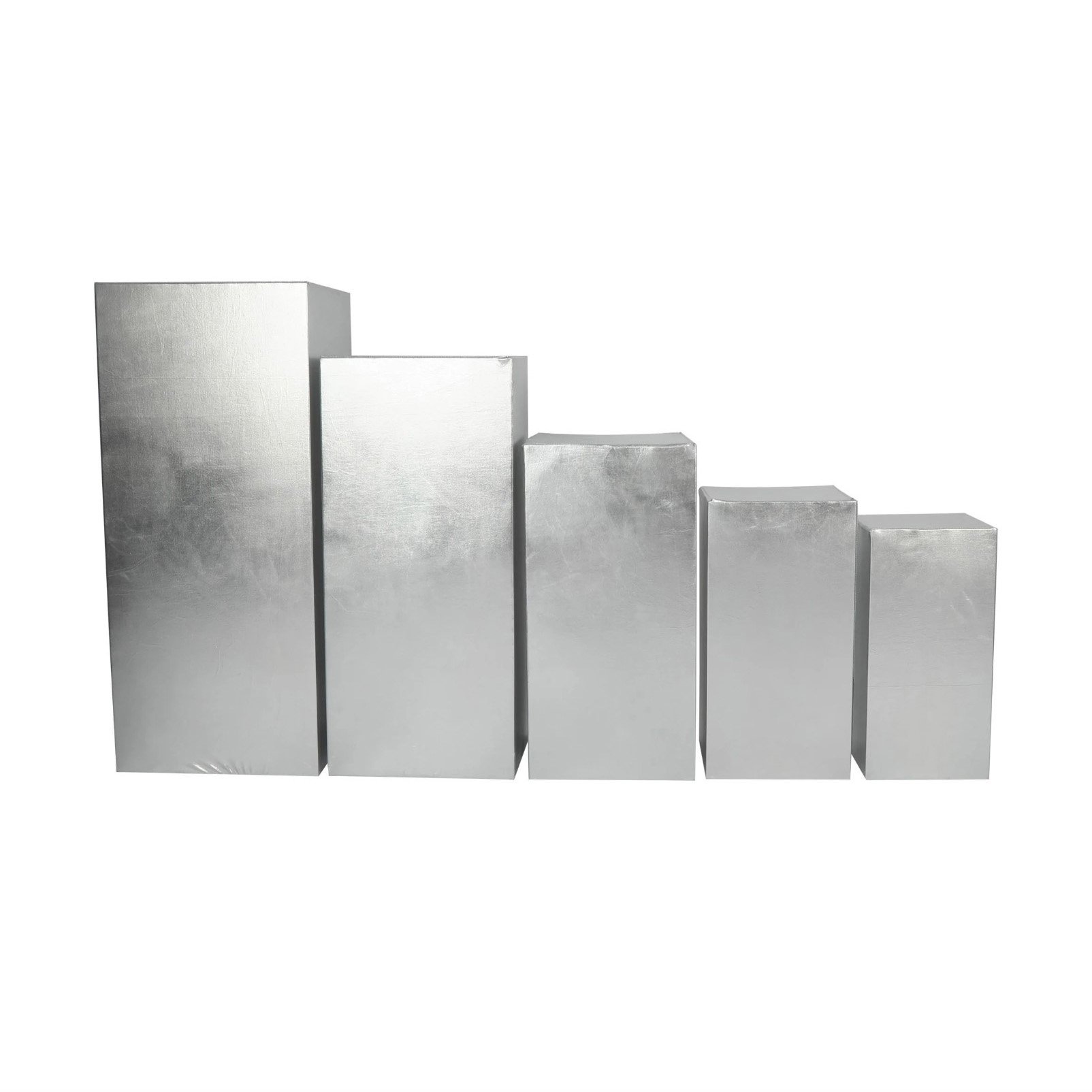 Silver Square pedestal for event and wedding rental in Los Angeles.
