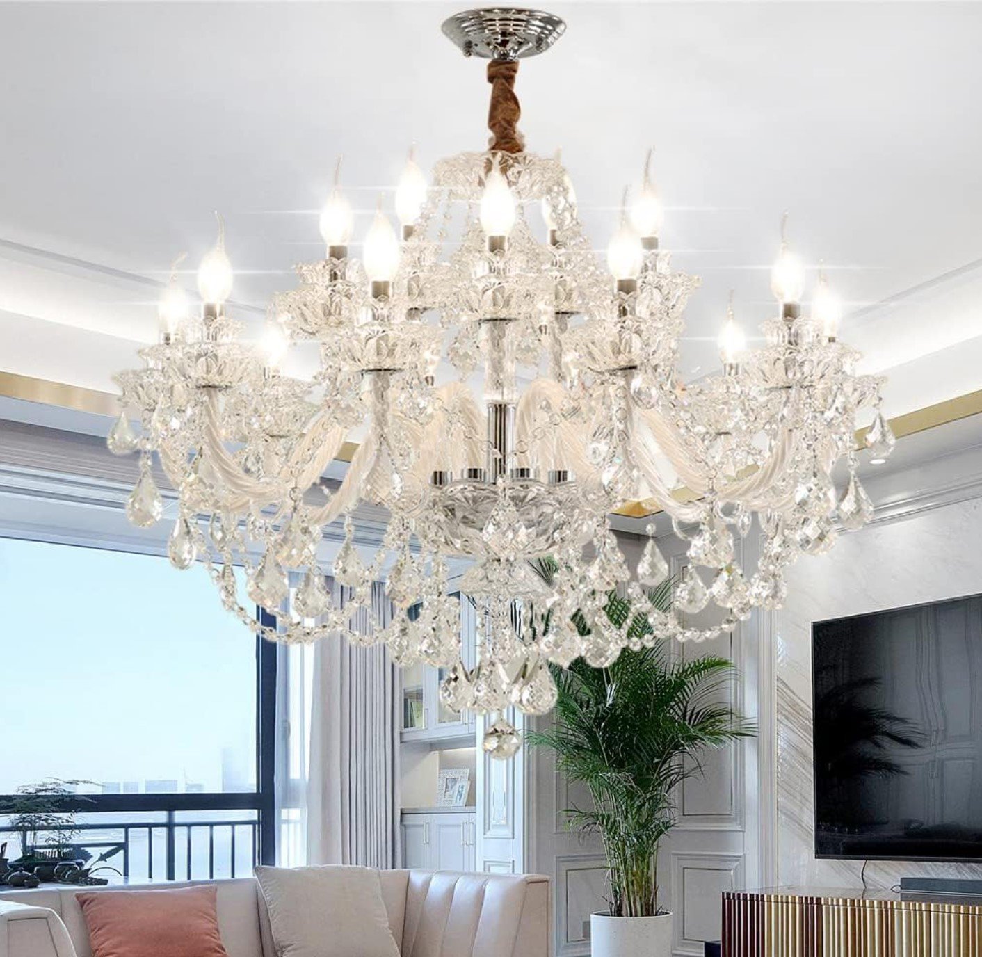 Elegant chandelier lighting for event rental in Los Angeles.