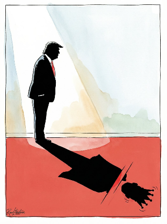 A cartoon of Trump in the era of No Kings protests accross the US.