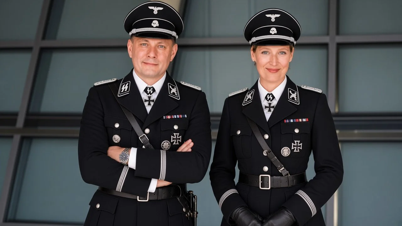 Alice Elisabeth Weidel and Tino Chrupalla selling its Alernative political party as an old fashion disguised 1930s ideal.