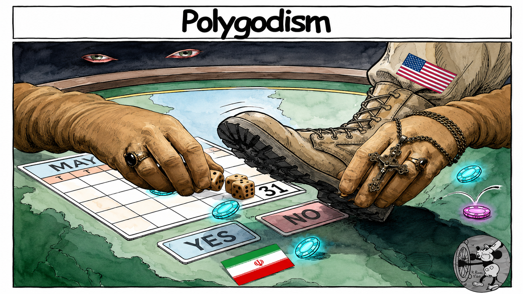 A cartoon about polygodism, an inspiration from the board game Monopoly.
