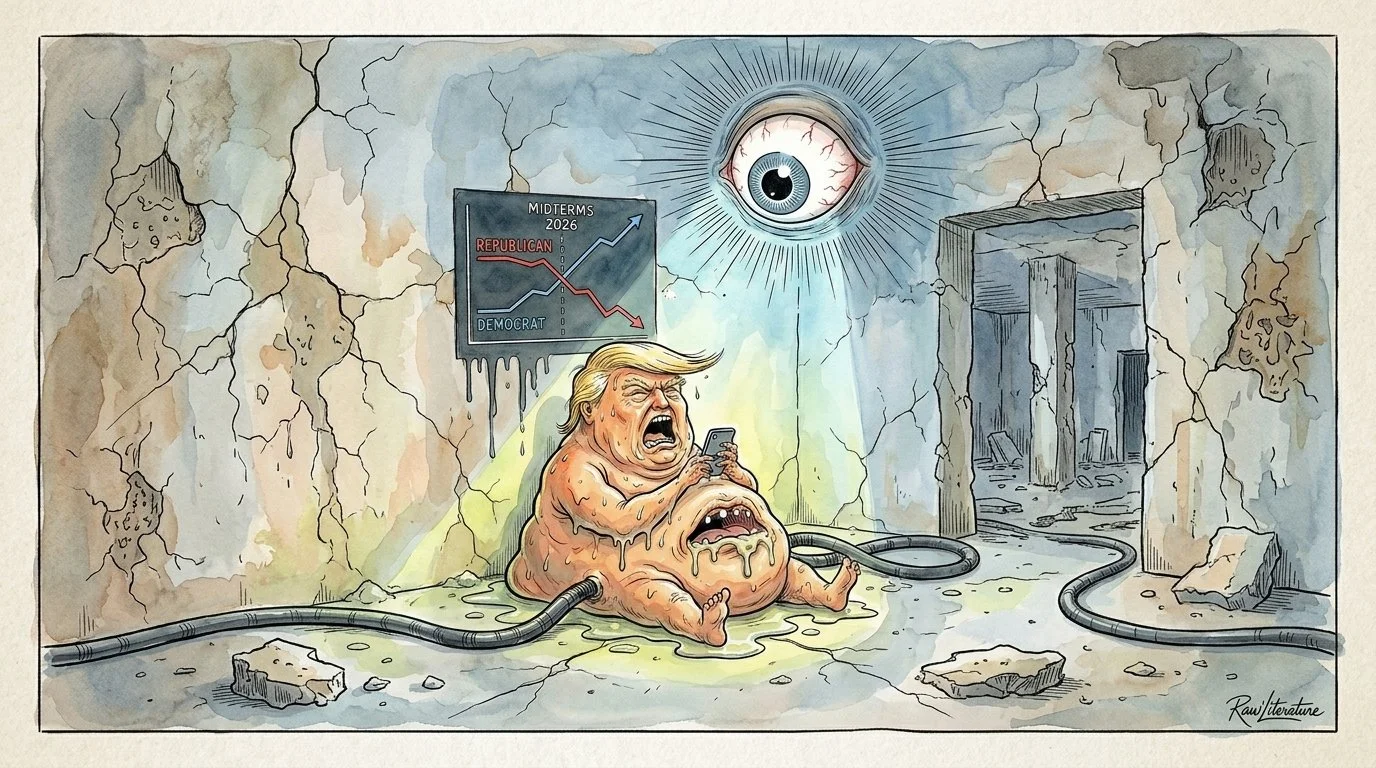 Monster Trump trying to bet himself in the polymarket bets for the 2026 midterm election while the Big Brother eye is watching how he wants to cancel them.