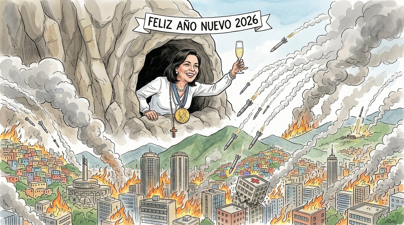 Maria Corina Machado's dream finally come true. US bombs on Venezuela in the name of peace.