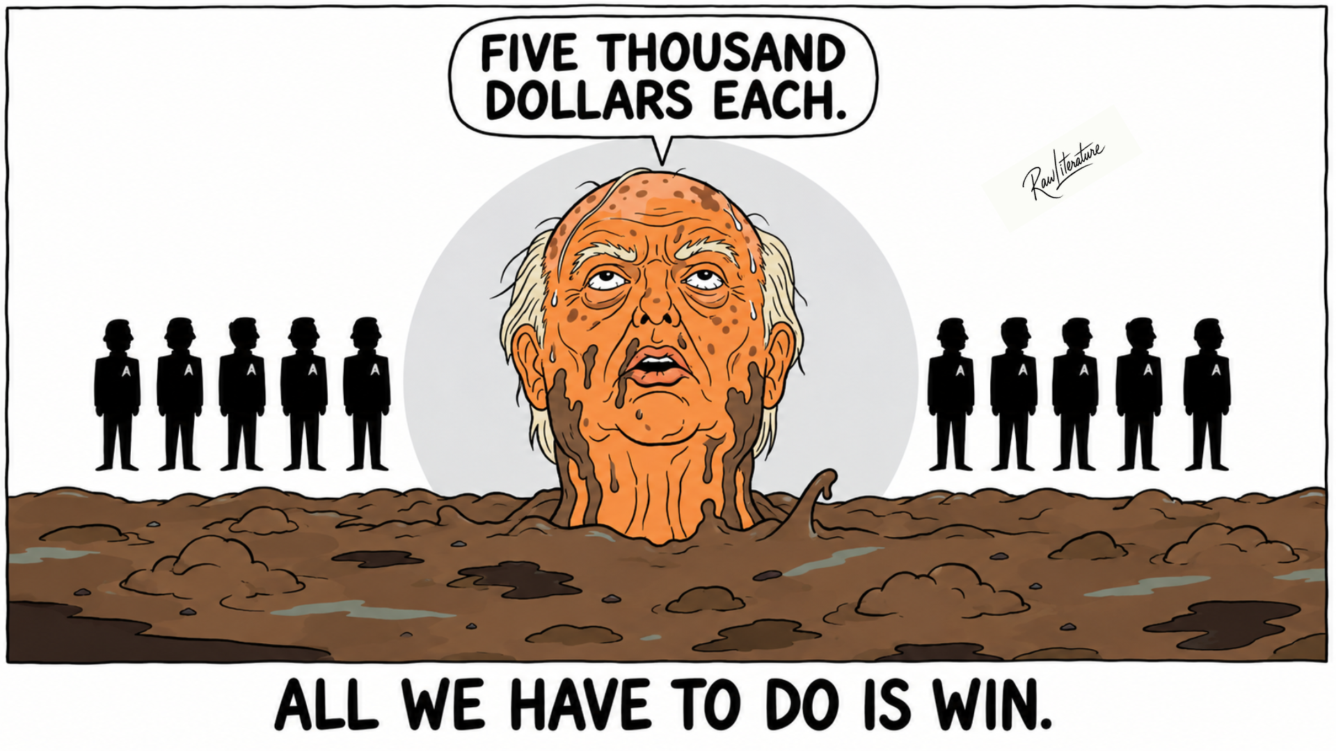Trump $5,000 midterm dividend cartoon depicting voters being offered cash to win elections.