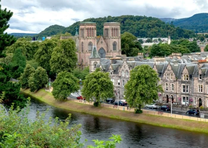 Inverness Cathedral and River Ness in Inverness, Scotland