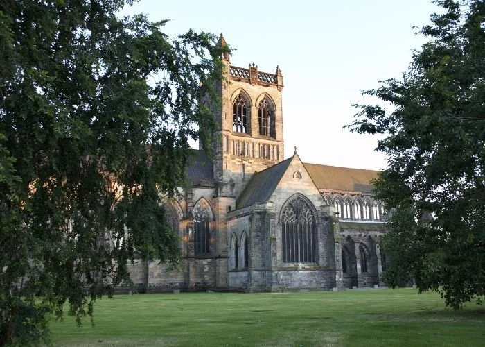 Paisley Abbey of Scotland at sunset