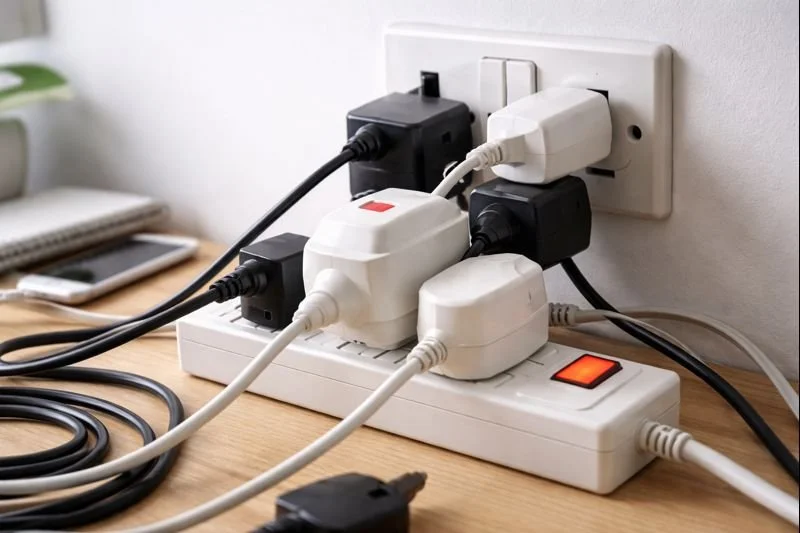 a large fire risk - overloaded electrical sockets