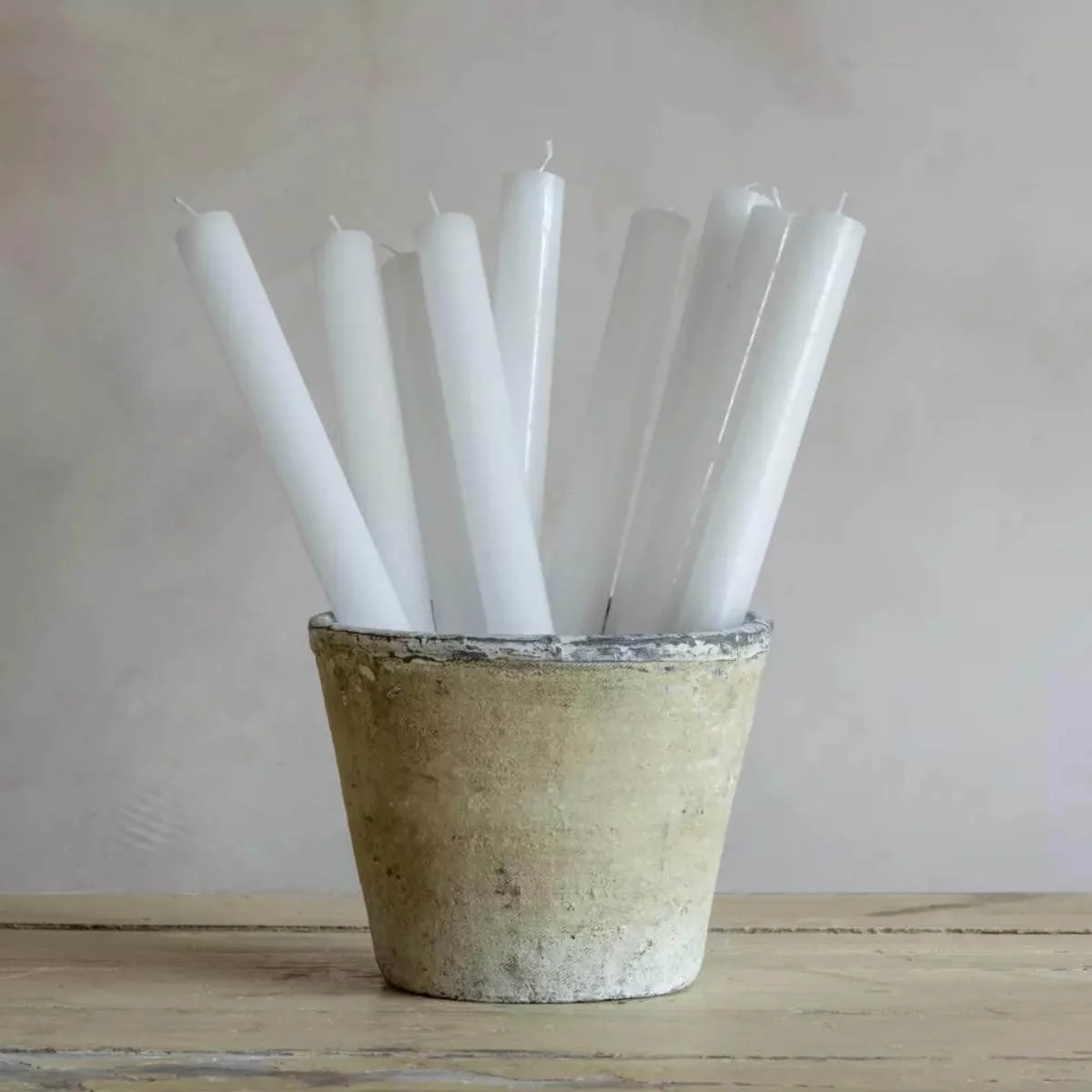 Rustic Dinner Candle - White