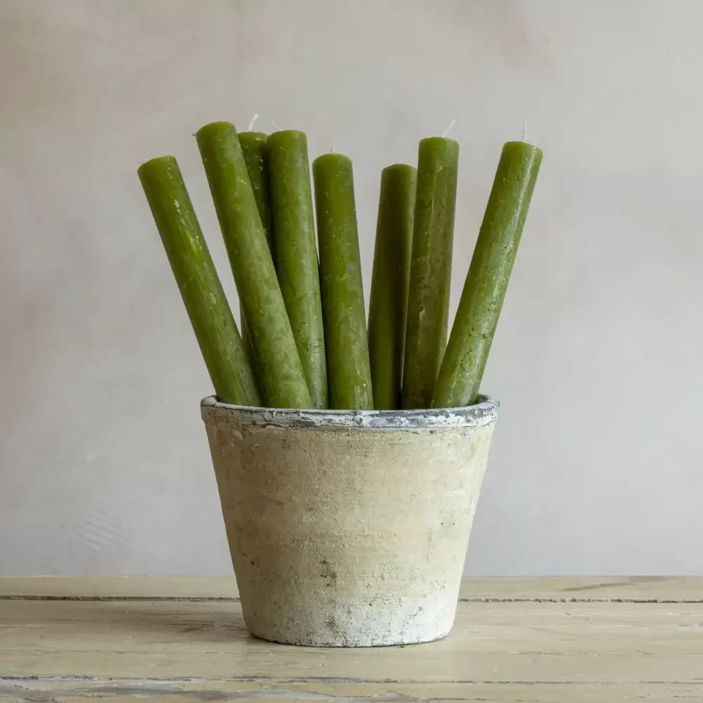 Rustic Dinner Candle - Fern Green