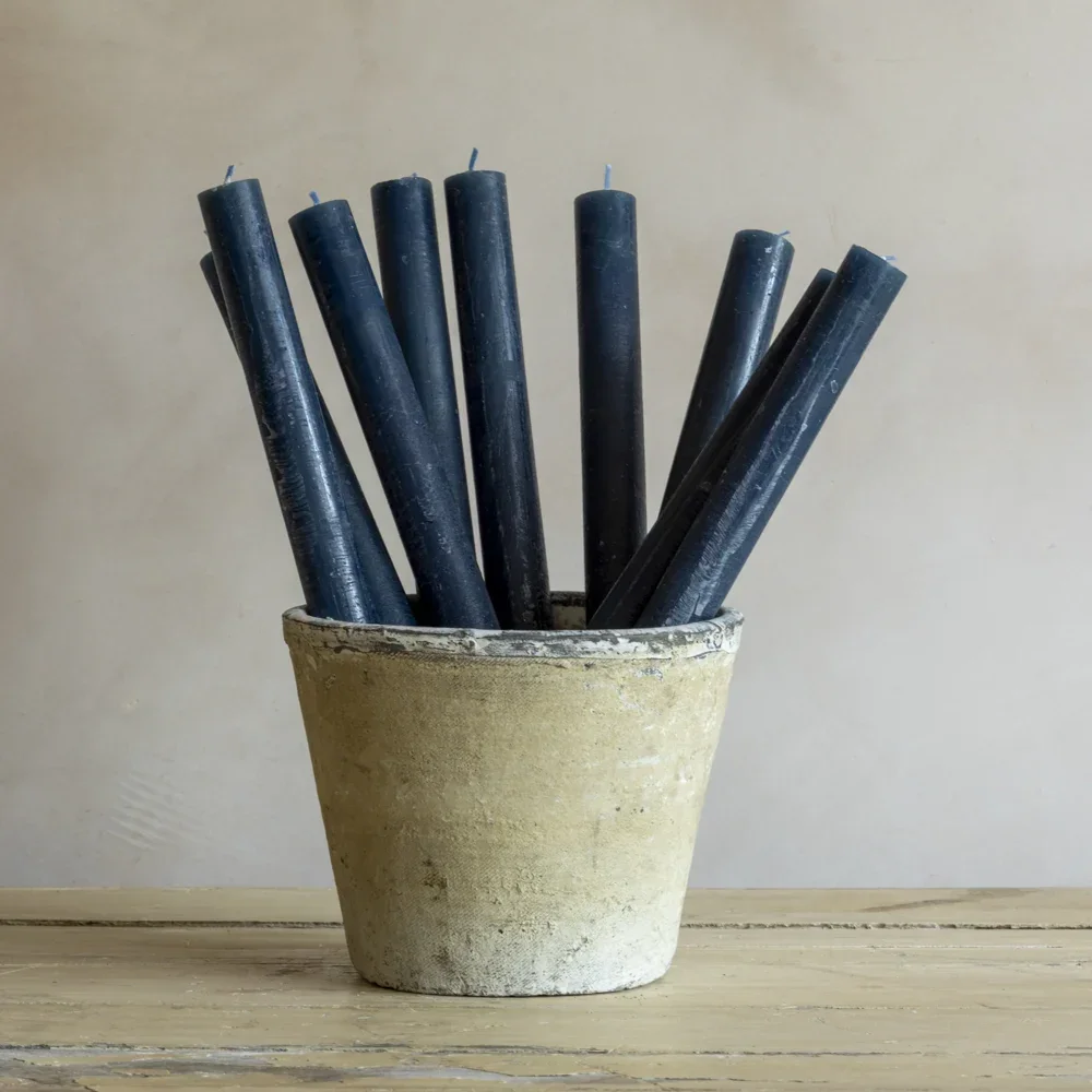 Rustic Dinner Candle - Inky Blue