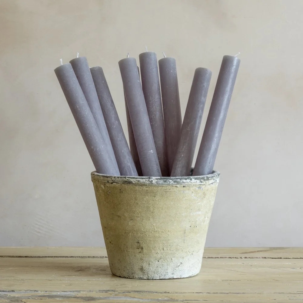 Rustic Dinner Candle - Light Grey