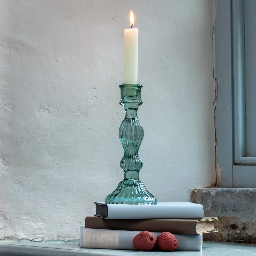 Glass Candlestick Bella Green
