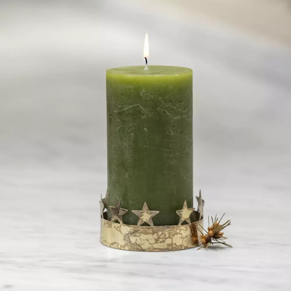 Star Pillar Candle Votive Antique Gold