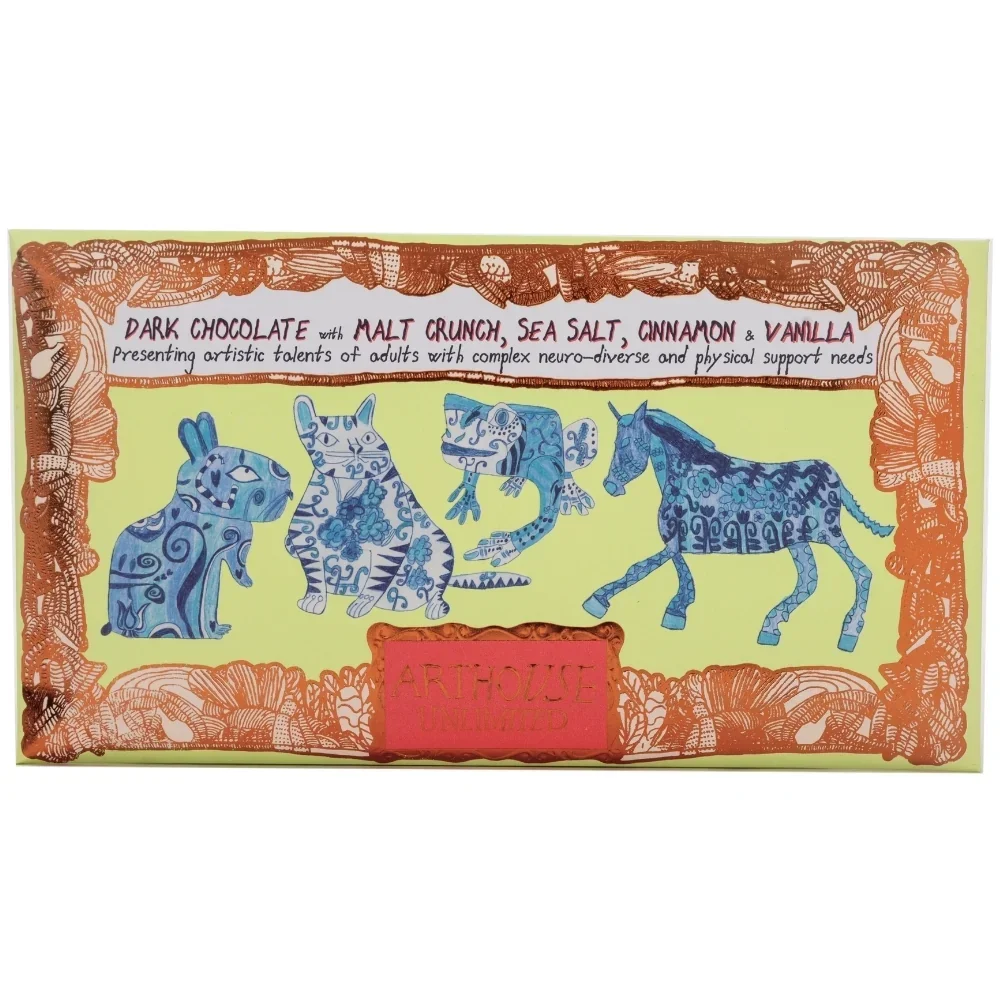 ARTHOUSE - Magnificent & Mighty, Dark Chocolate with Malt Crunch, Sea Salt, Cinnamon and Vanilla