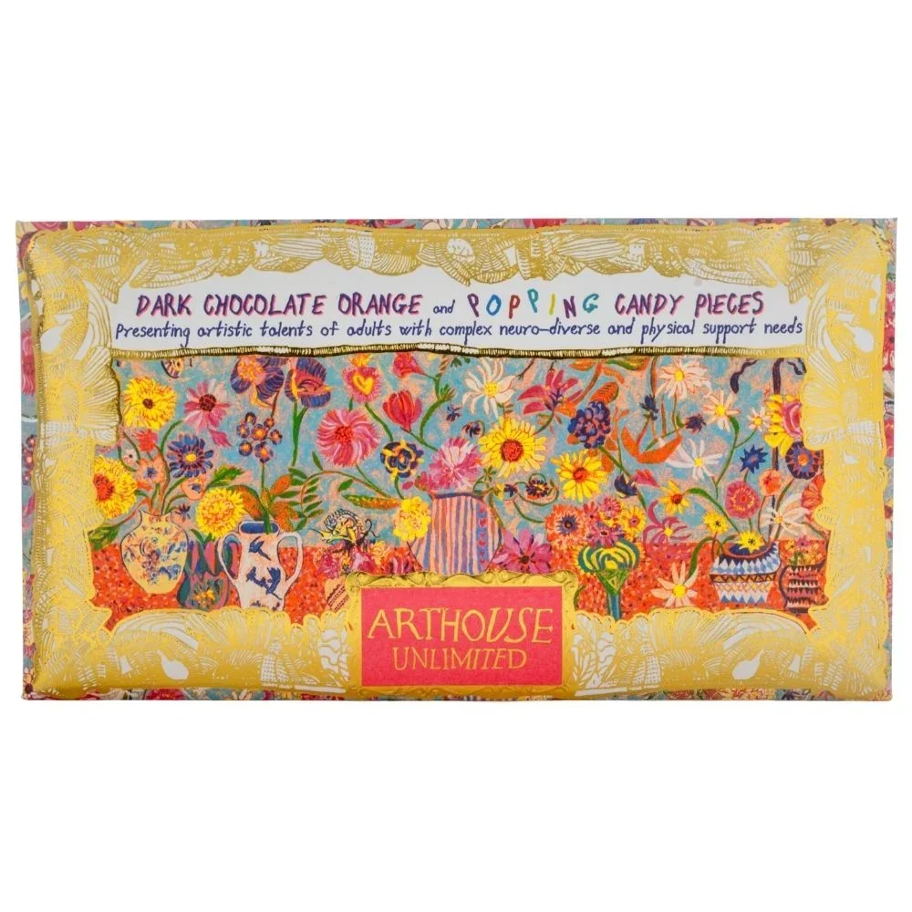 ARTHOUSE - Floral Bright, Dark Chocolate Bar with Orange & Popping Candy pieces