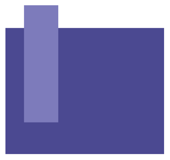Minimalist art with a large dark purple square and a smaller light purple vertical rectangle on the left side.