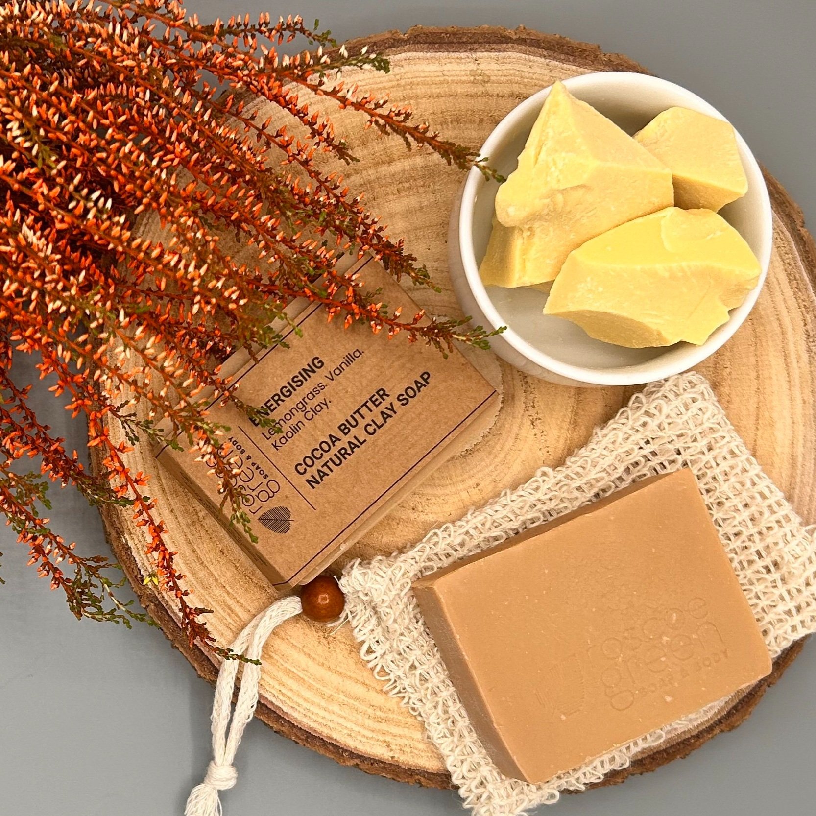 ENERGISING Lemongrass, Vanilla and Kaolin Clay - Cocoa Butter Soap