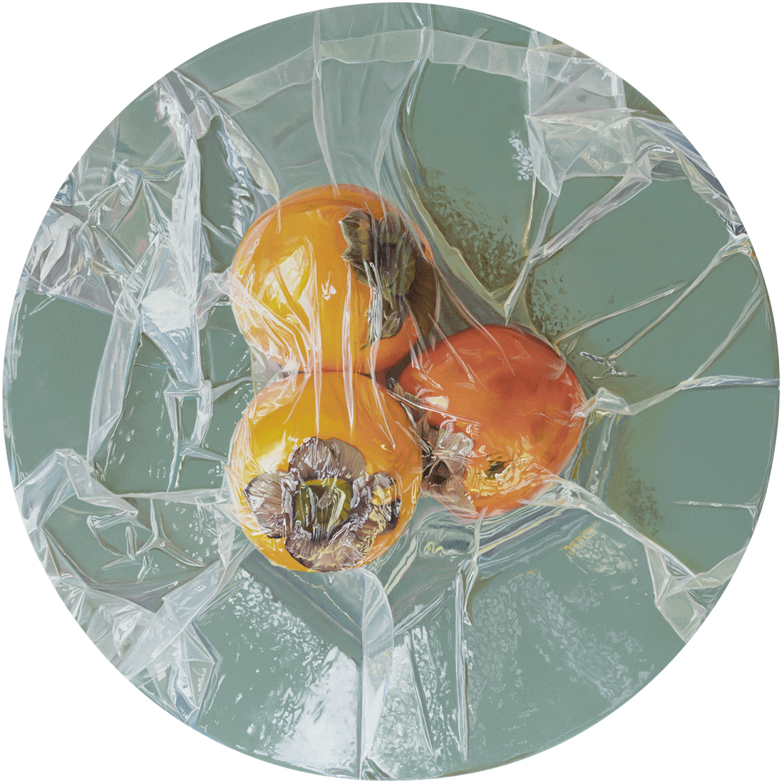 Vakuum Kaki - oilpainting on wood - tondo 32cm 2025