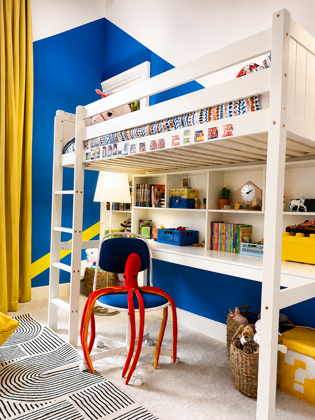 The owner of his bedroom asked for lots of organising space for his collections.
