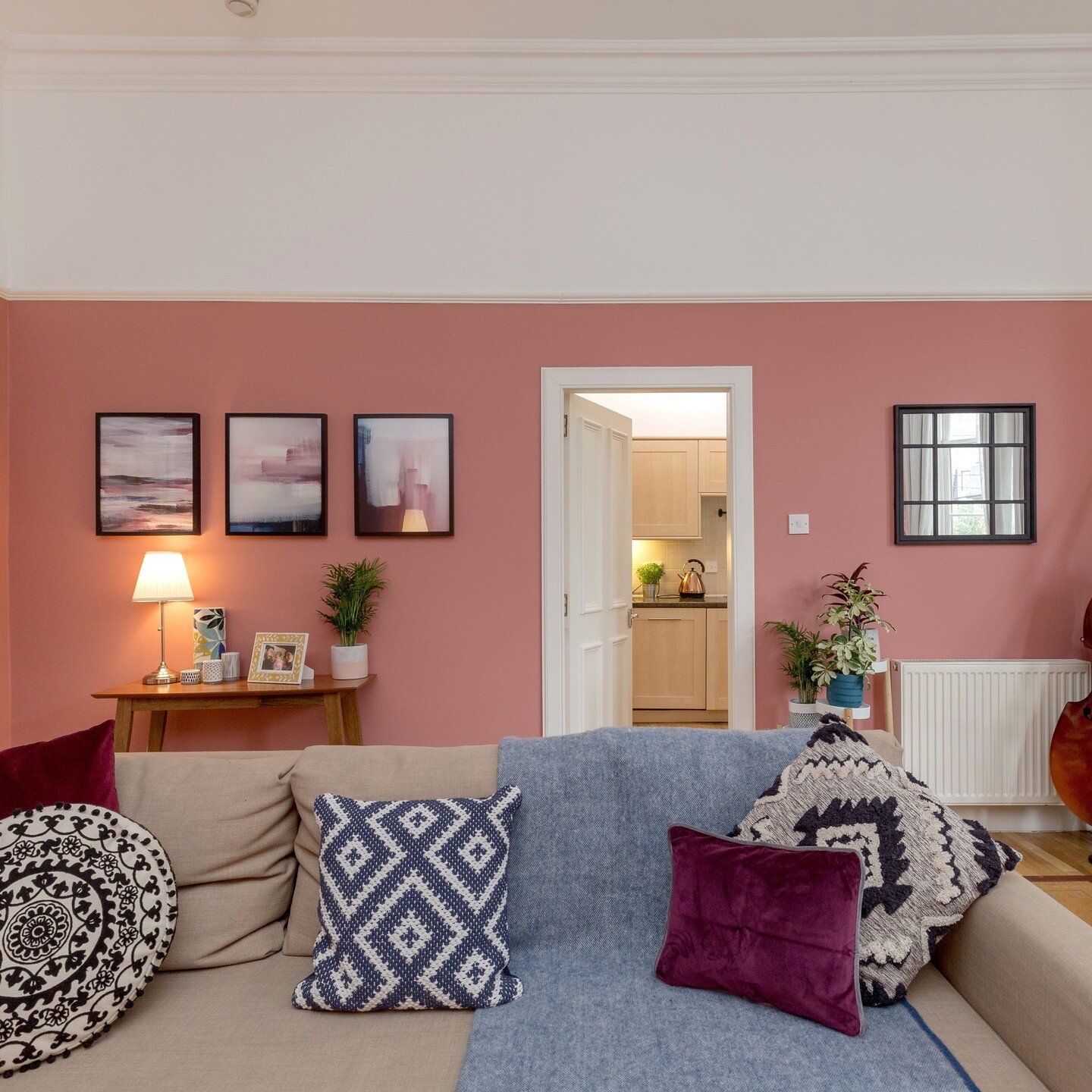 A little styling goes a long way.
This sitting room in a West End flat was in need of a little love. 
Using soft furnishings, some low cost wall art and a few accessories we were able to breathe new life into the room.
❤️
Swipe right for the before p