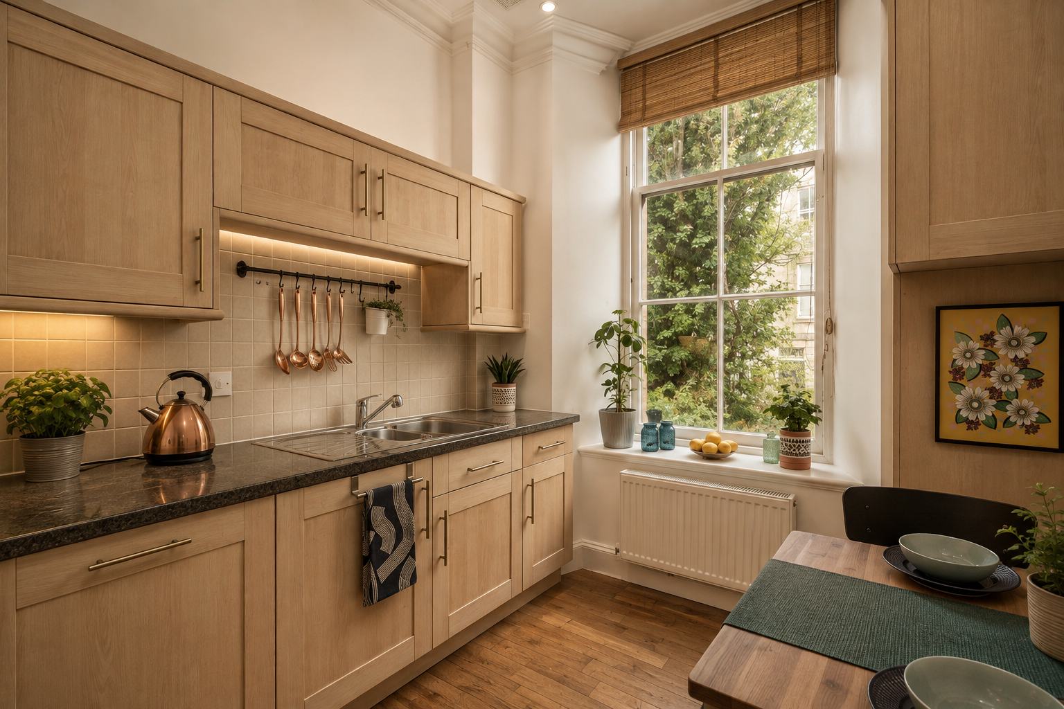 Cleaning, organising and styling, this kitchen came up well in the staging process.