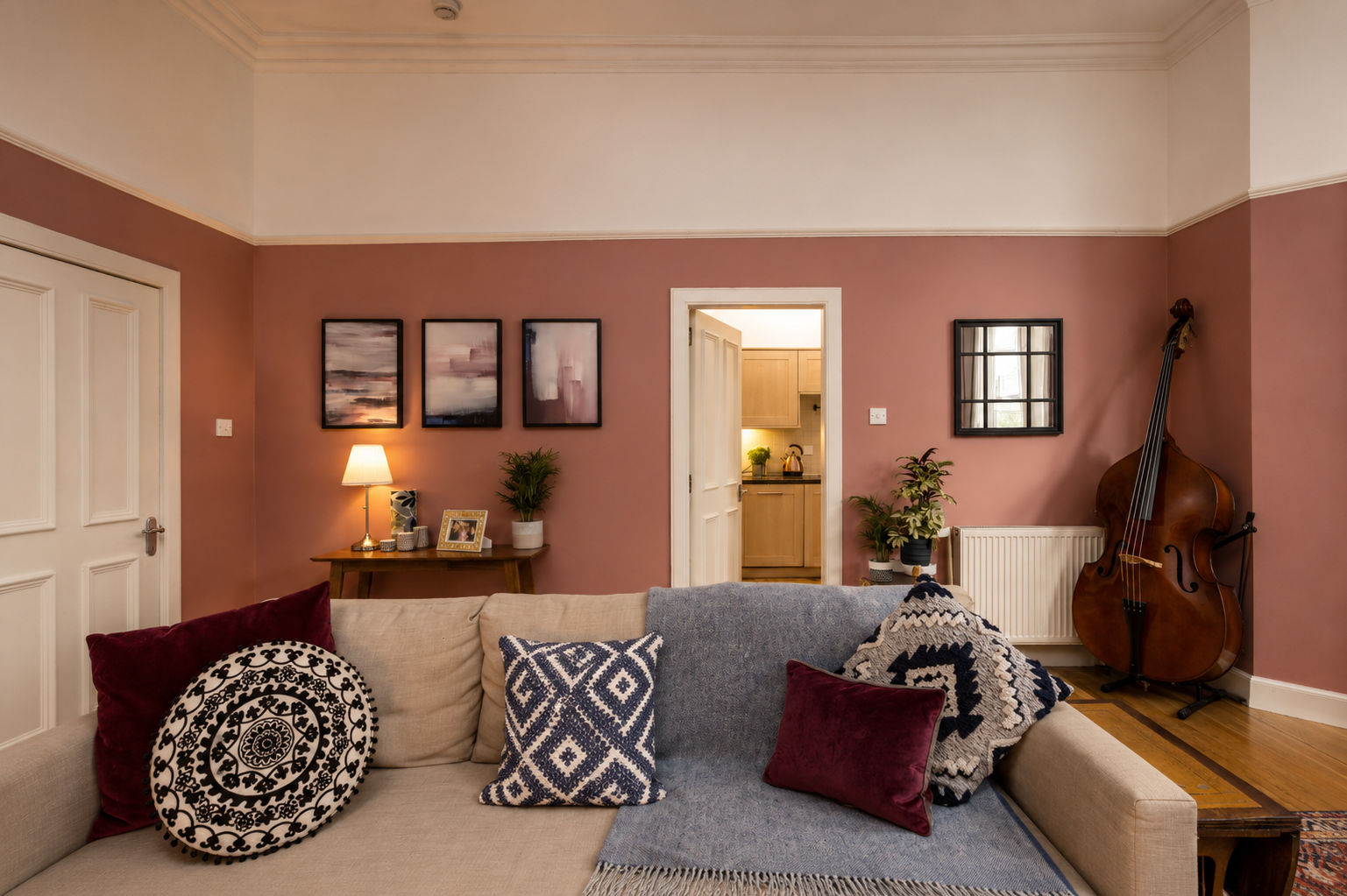 Some wall art and cushions can bring your space to life for prospective viewers.