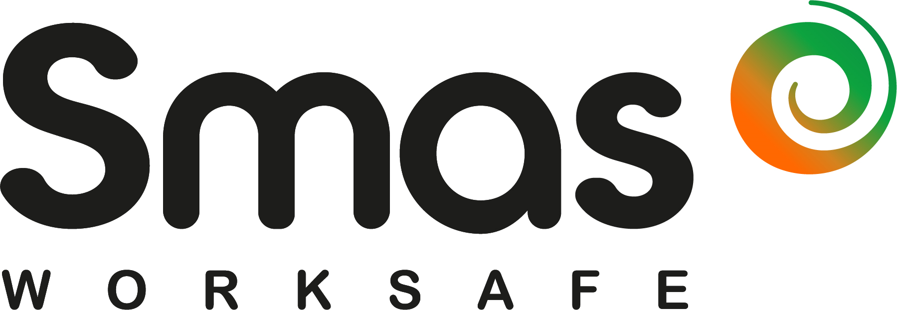 SMAS Worksafe logo with black text and green-orange spiral design.