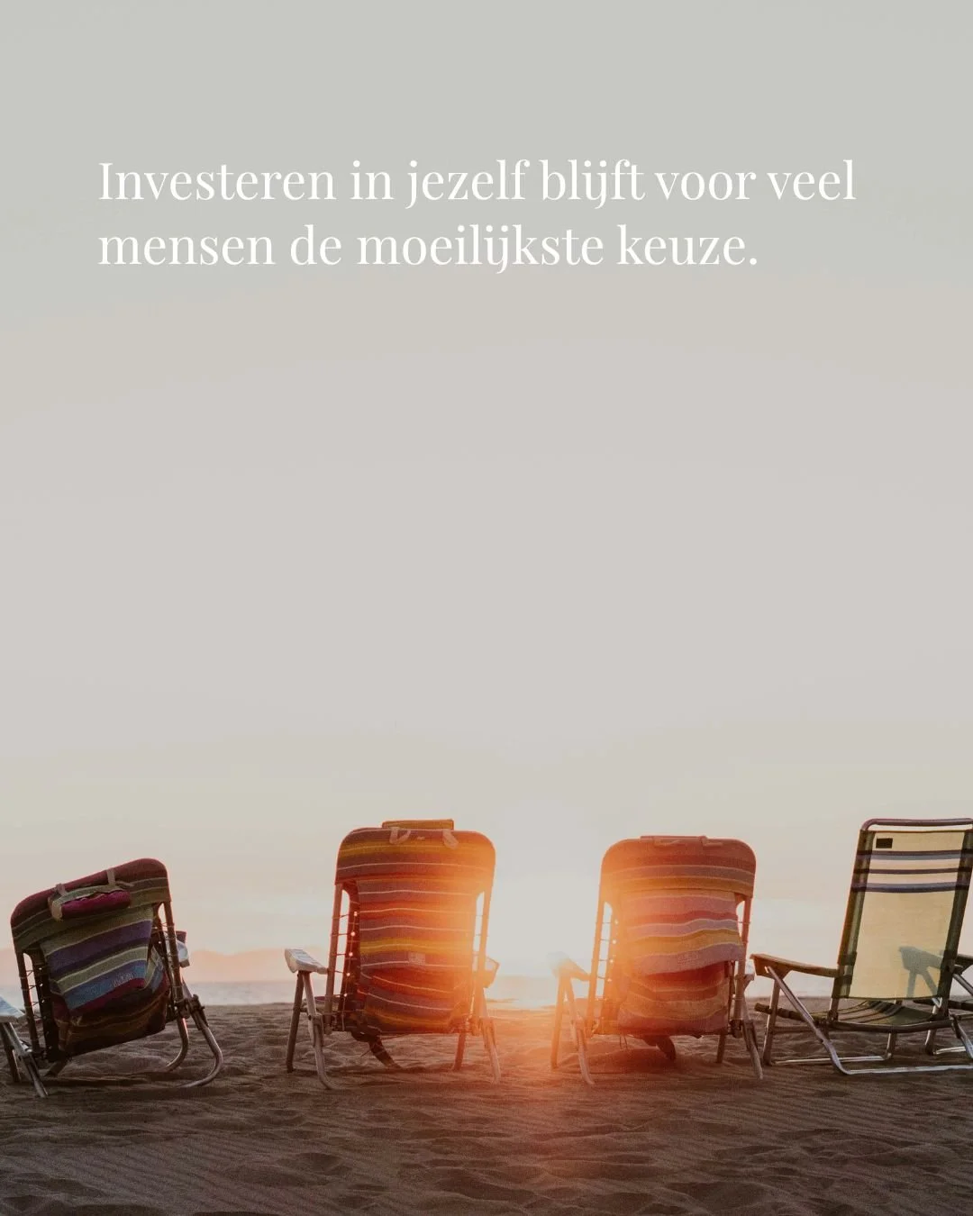 Ik begrijp het &eacute;cht wanneer mensen zeggen:

&ldquo;Geen tijd.&rdquo;
&ldquo;Geen geld.&rdquo;
&ldquo;Misschien later.&rdquo;

Want eerlijk?
Ik dacht vroeger vaak exact hetzelfde.

En tegelijk ben ik de laatste jaren beginnen voelen dat de groo