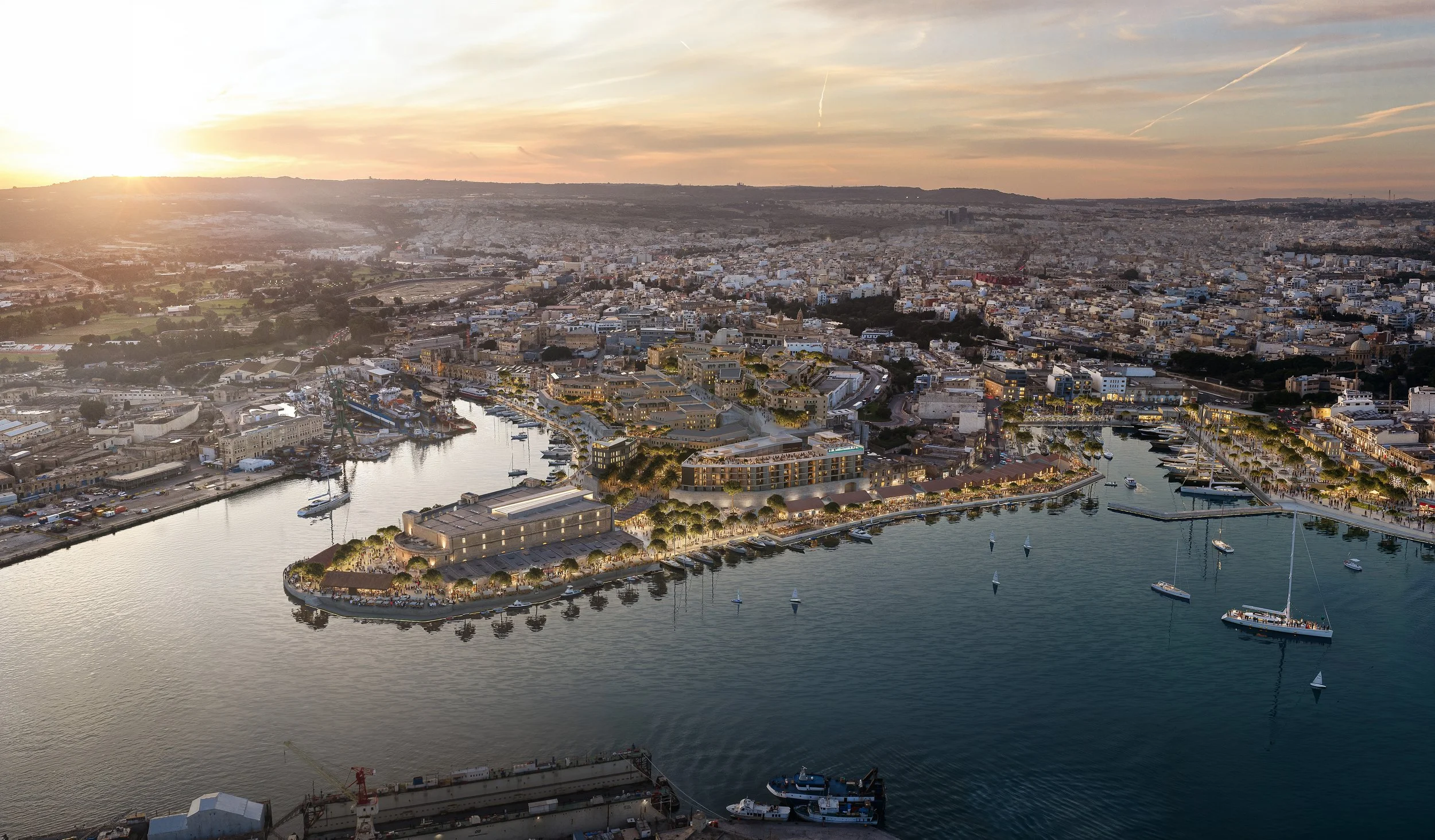 chapman taylor - malta harbour masterplan 04 - CGI Power Station Site TWILIGHT - 07.jpg