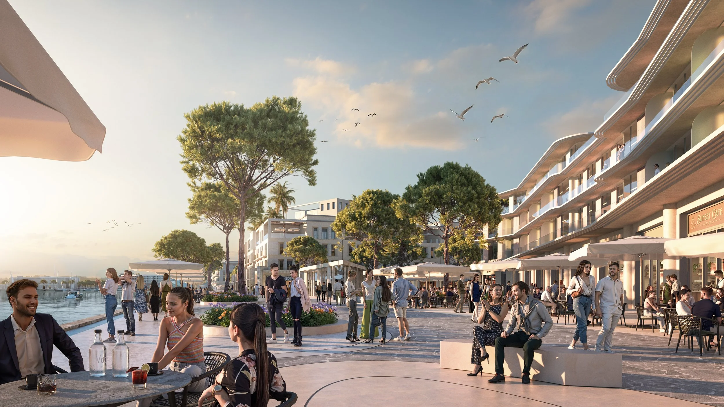 chapman taylor - malta harbour masterplan 09 - CGI Gun to Flagstone Wharf TWILIGHT - 06.jpg