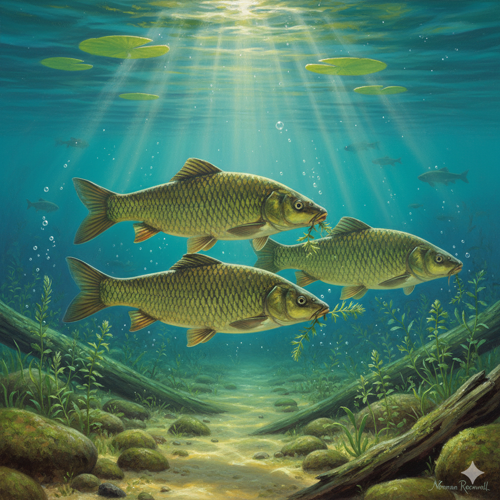 Management fish species for pond health, including sterile Grass Carp for weed control and Fathead Minnows for forage, delivered by FML Aquaculture to CO, WY, NM, NE, KS, and OK.