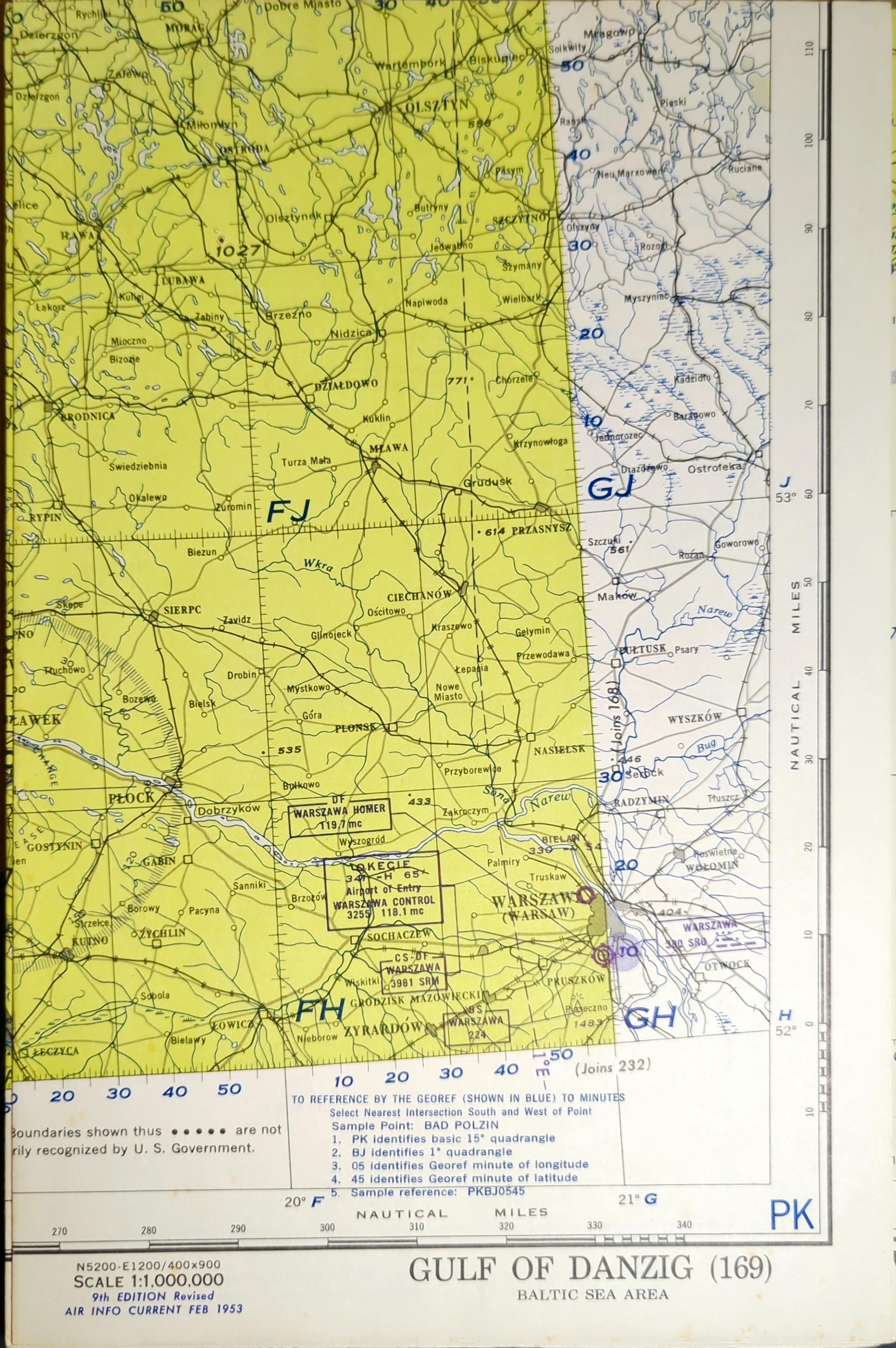 Danzig Toronto Map Vintage Aeronautical Chart: Gulf of Danzig 1953 — The Map Center