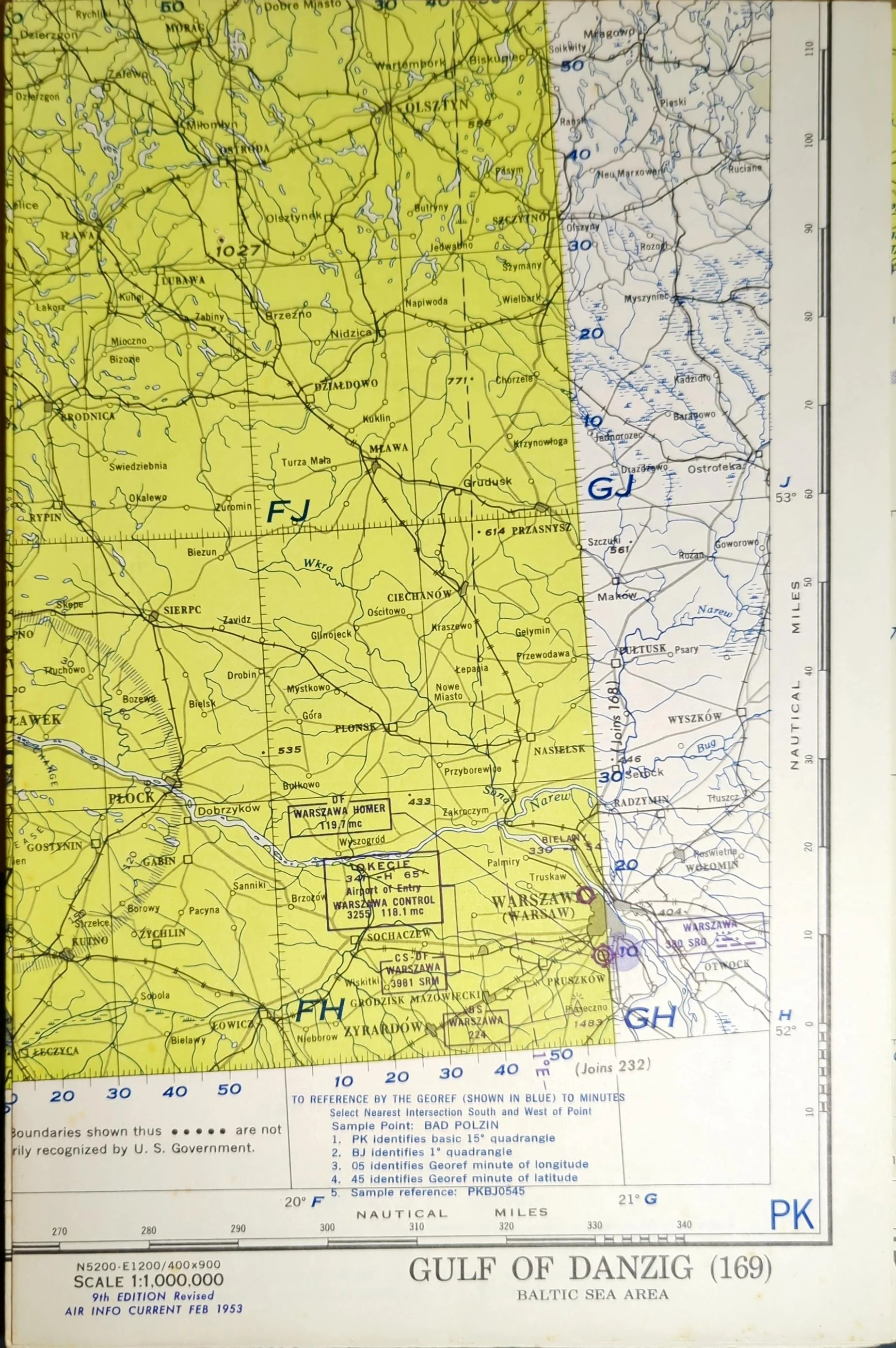 Vintage Aeronautical Chart: Gulf of Danzig 1953 — The Map Center