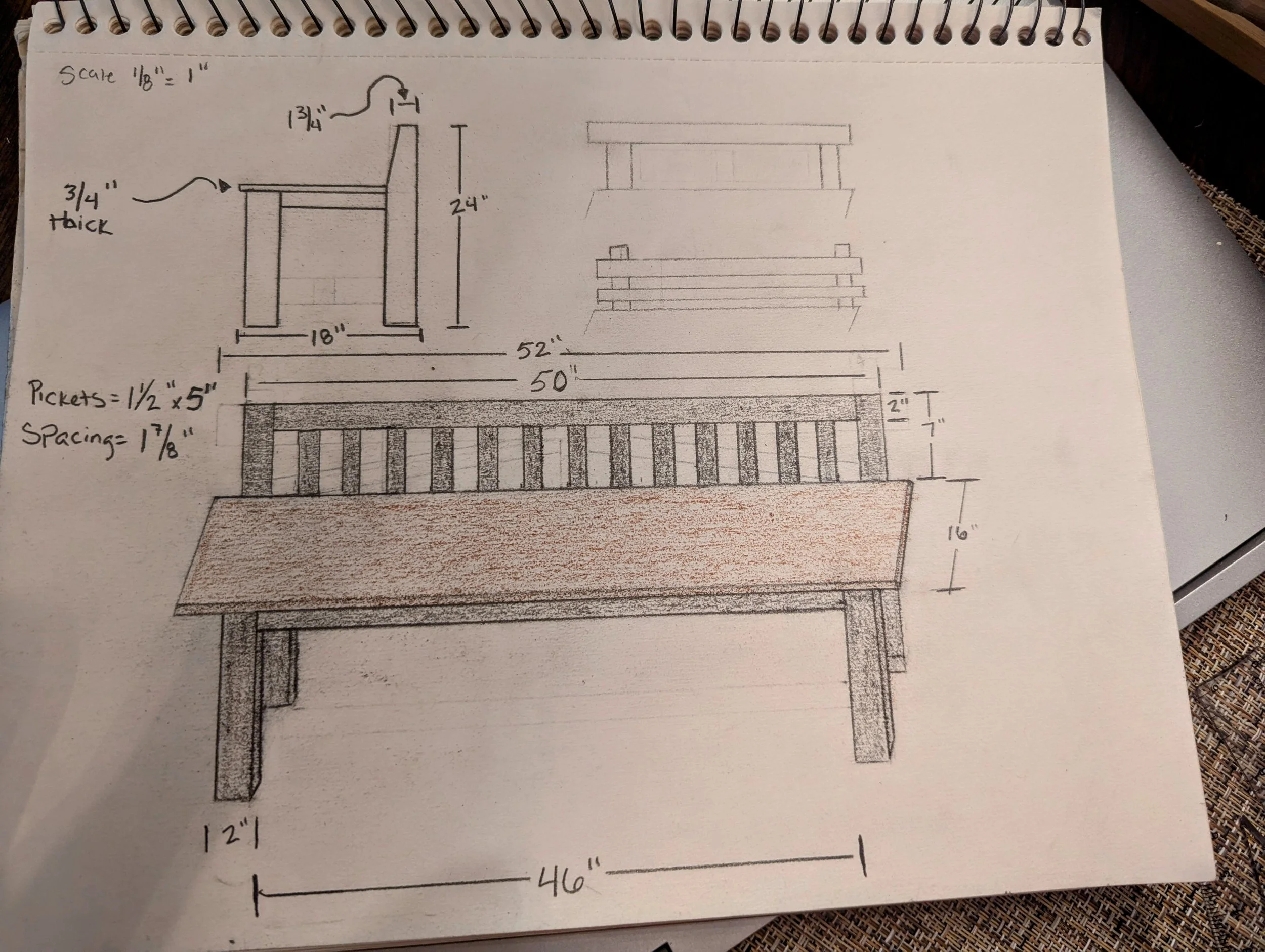 Custom bench had maple design