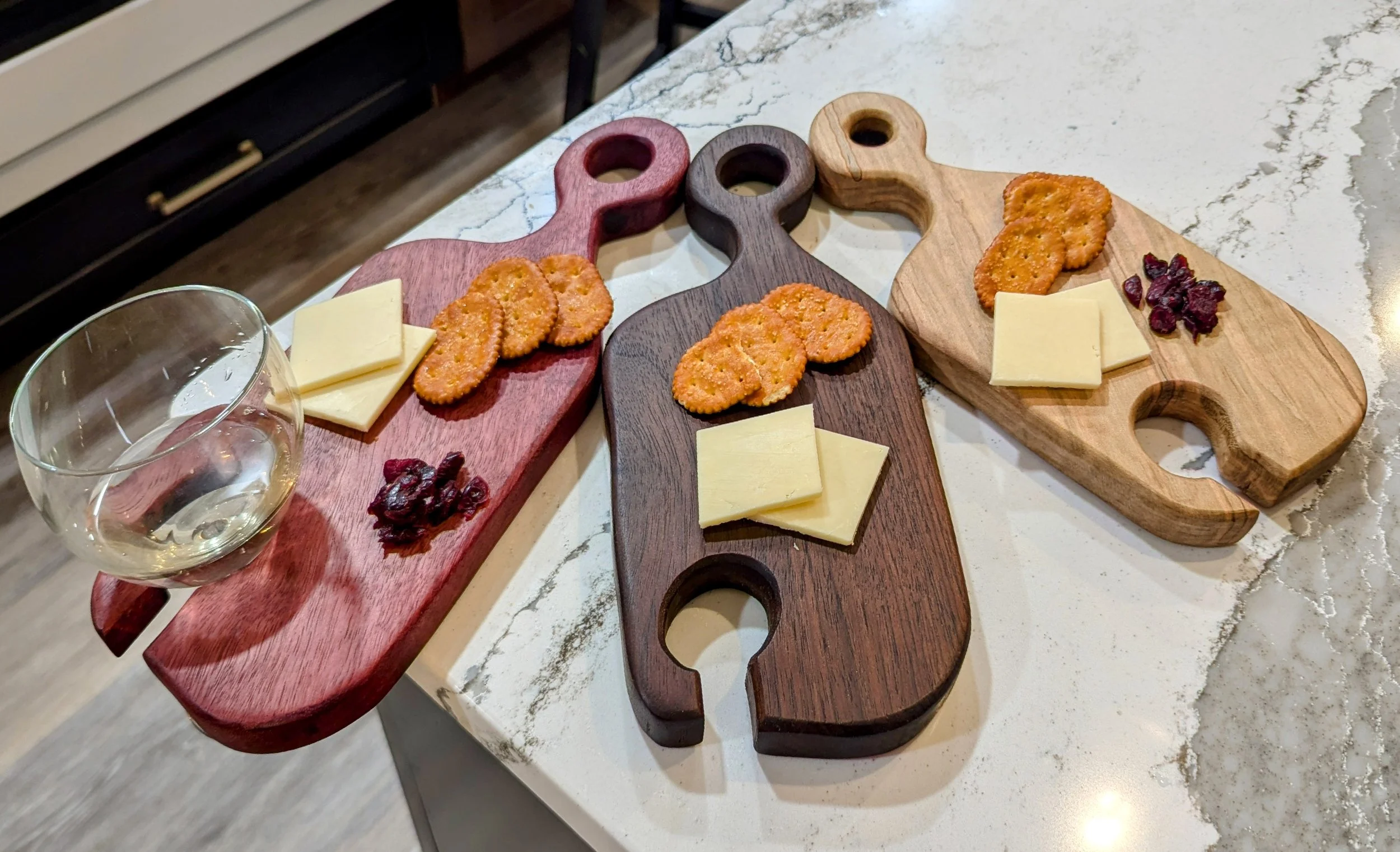 "The Whale" individual charcuterie and wine glass holder