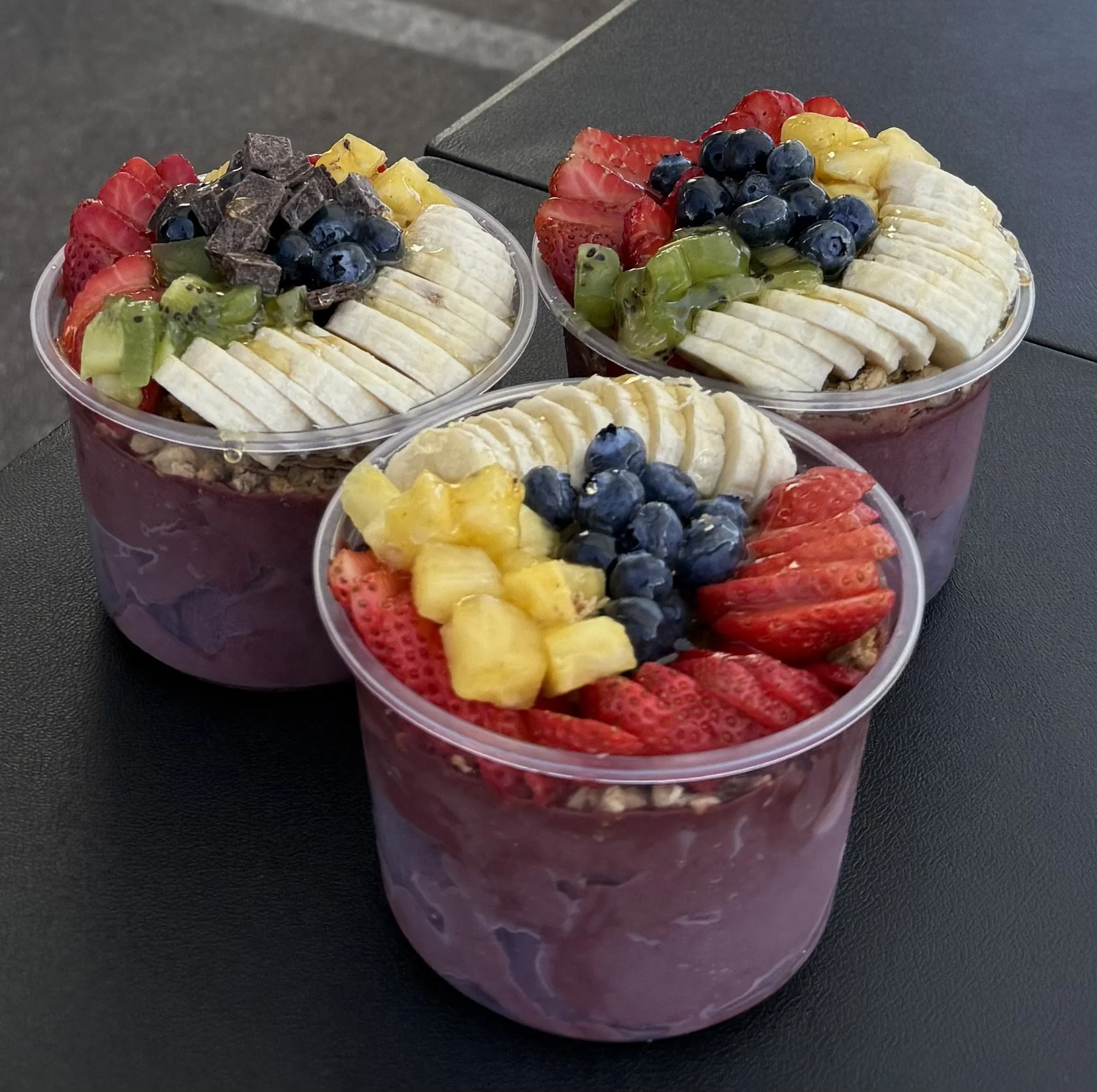 Freshly made Juice of the Day from Boa Vida Açaí, crafted daily using the best local produce found in Park City. Each juice is a unique blend, reflecting our commitment to health and freshness, perfect for a nutritious boost any day.