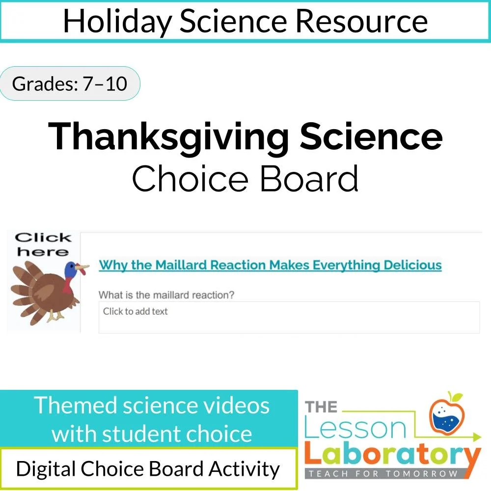 Thanksgiving Science Choice Board – Food Chemistry & Biology Video Activities