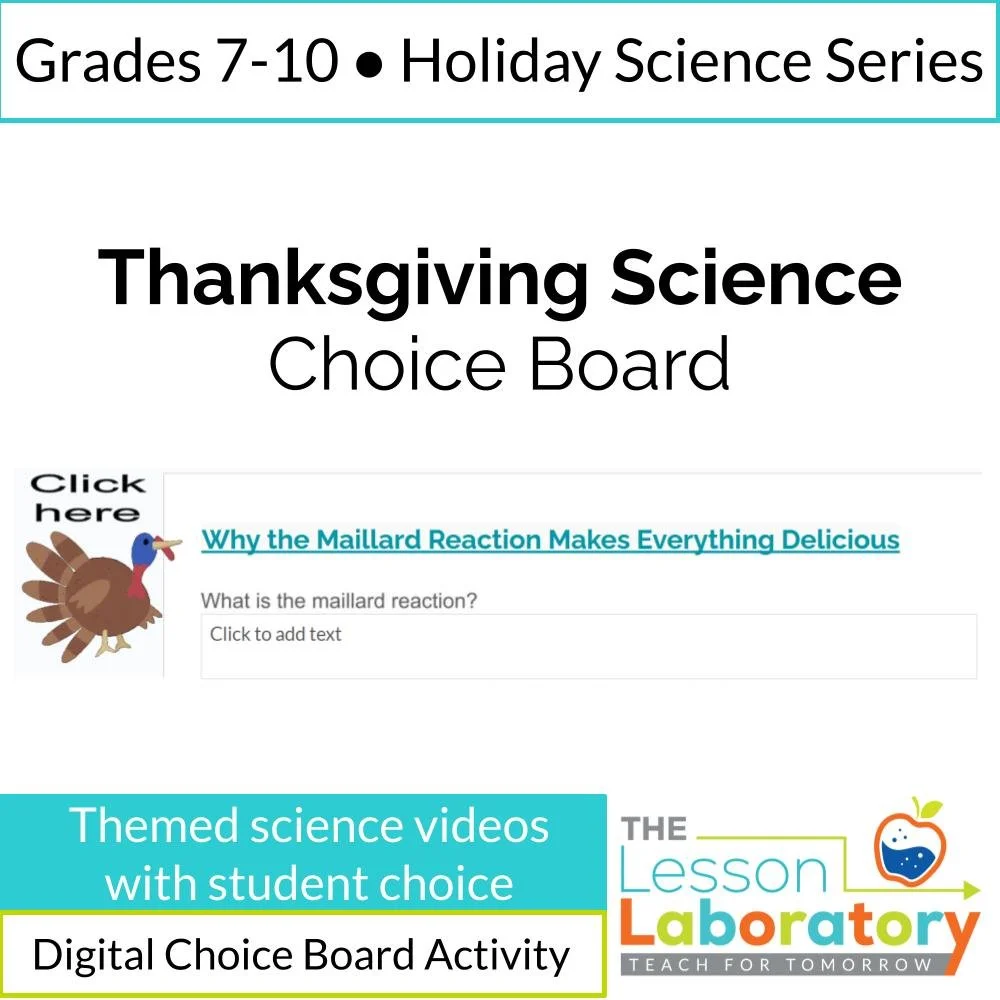 Thanksgiving Science Choice Board – Food Chemistry & Biology Video Activities