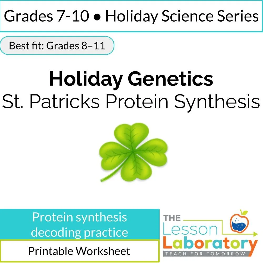 St. Patrick’s Day Protein Synthesis Worksheet | Transcription & Translation