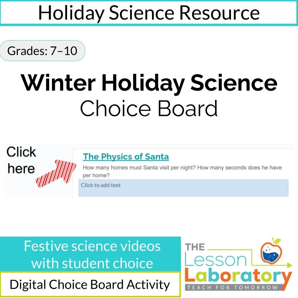 Winter Holiday Science Choice Board – Engaging Video Activities for Middle & High School