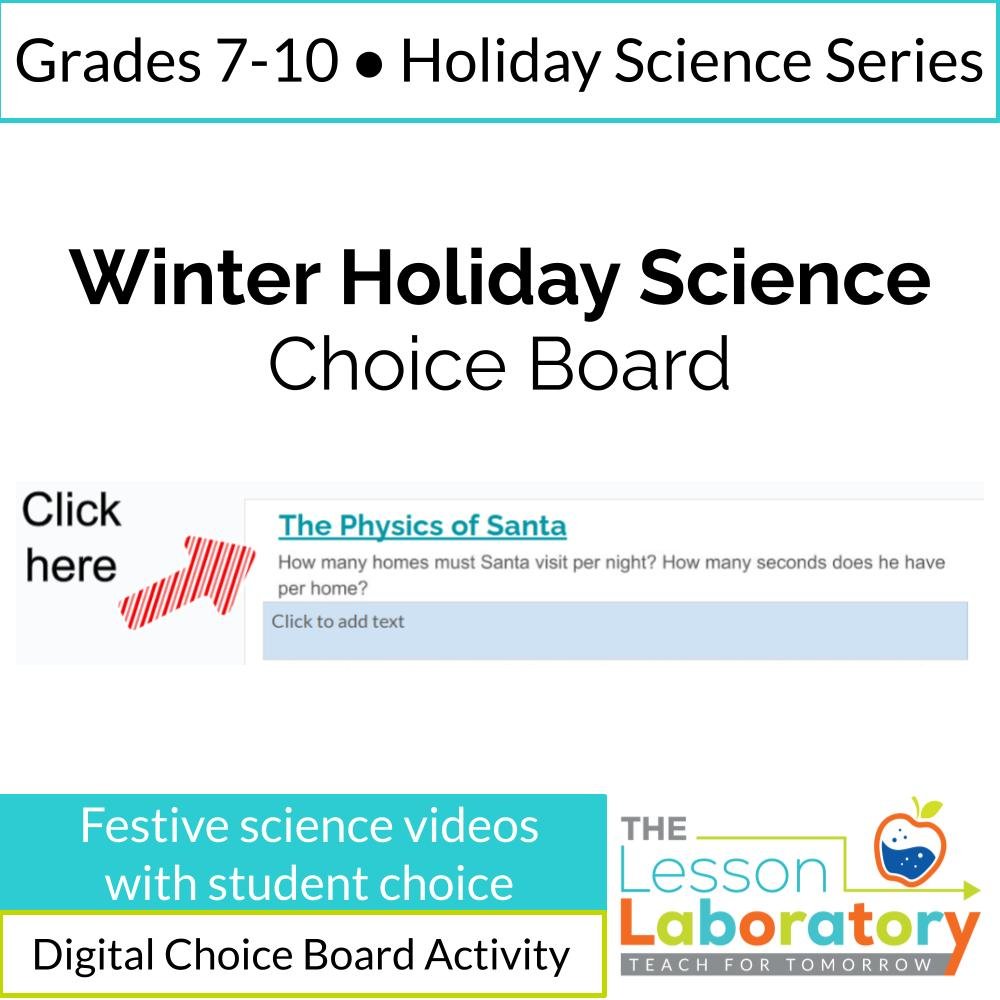 Winter Holiday Science Choice Board – Engaging Video Activities for Middle & High School