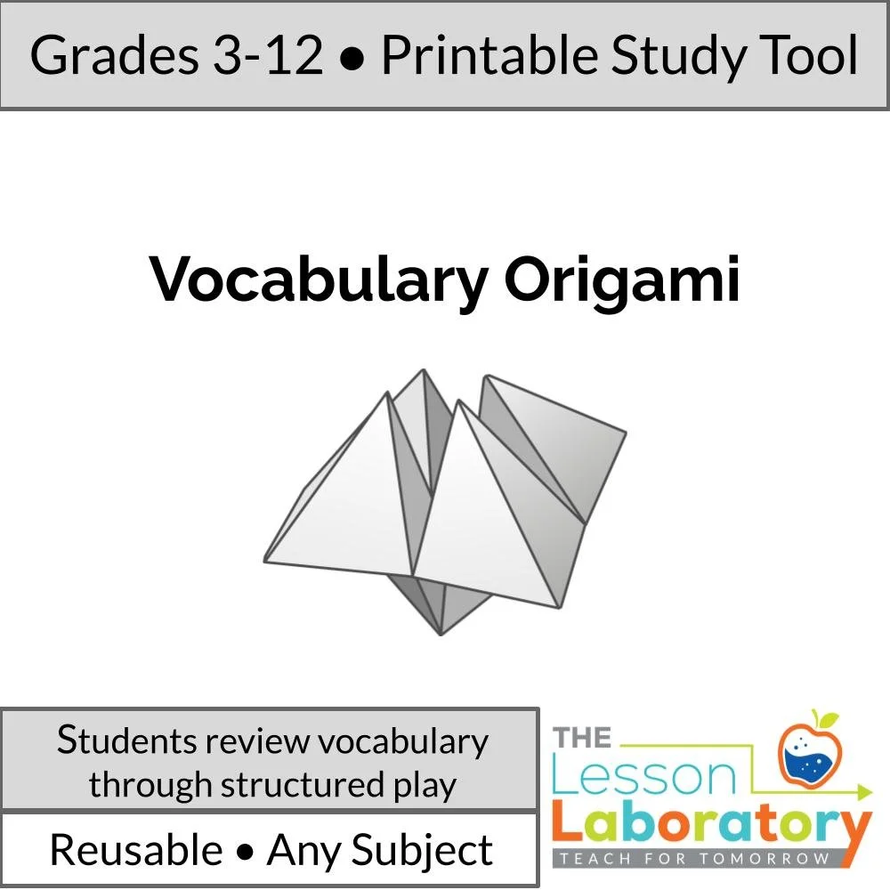 Vocabulary Fortune Teller Template – Editable Origami Cootie Catcher for Any Subject