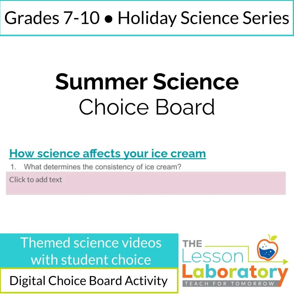 Summer Science Choice Board – Engaging End-of-Year Activities for Middle & High School Science