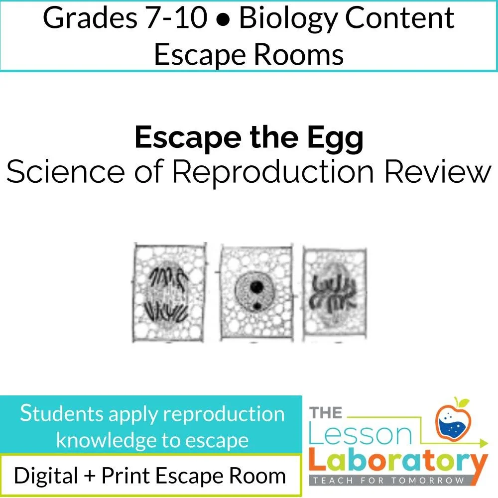 Reproduction Escape Room (Biology) | Digital Google Forms Review | Mitosis vs Meiosis, Sexual/Asexual, Development