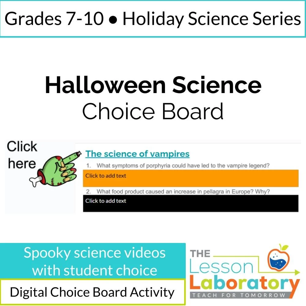 Halloween Science Choice Board | Spooky Science Video Activities