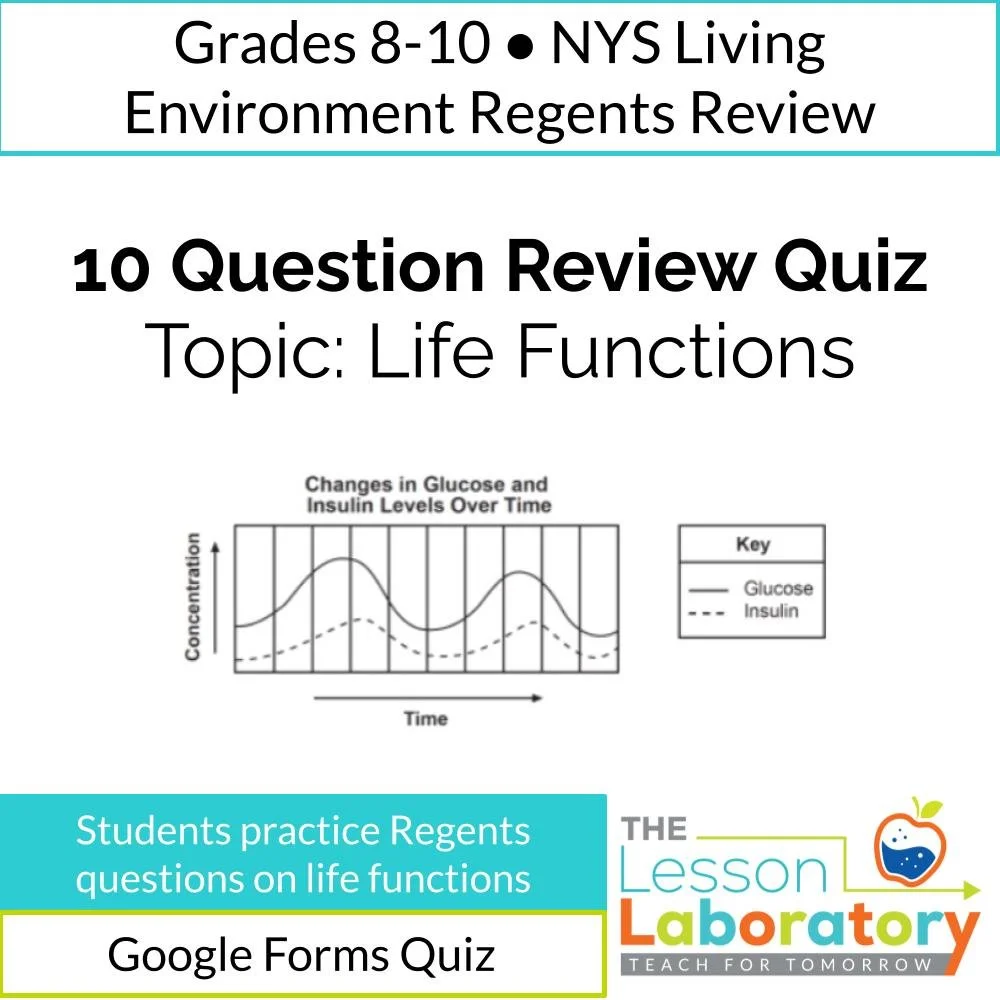 NYS Living Environment Regents Review: Life Functions & Homeostasis Quiz (Google Forms)